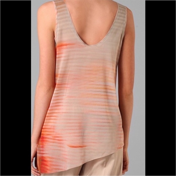 Helmut Lang Asymmetrical Hem Ombre Stripe Sleeveless Silk Blend Tank Top‎ - Picture 2 of 10